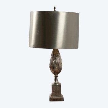 Tischlampe aus vernickelter Bronze von Maison Charles