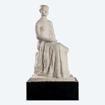 Gertrude Bret, Seated Woman, 1900s, Plaster Sculpture