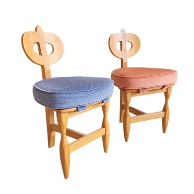 Guillerme et Chambron, rarissima coppia di sedie treppiede, Edition Votre Maison circa 1960