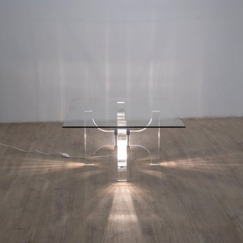 Table Basse Lumineuse en Verre Acrylique par Philippe Jean