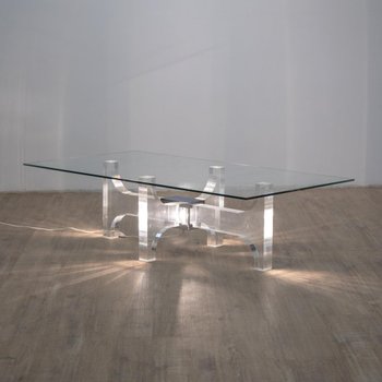 Table Basse Lumineuse en Verre Acrylique par Philippe Jean