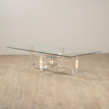 Table Basse Lumineuse en Verre Acrylique par Philippe Jean