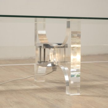 Table Basse Lumineuse en Verre Acrylique par Philippe Jean