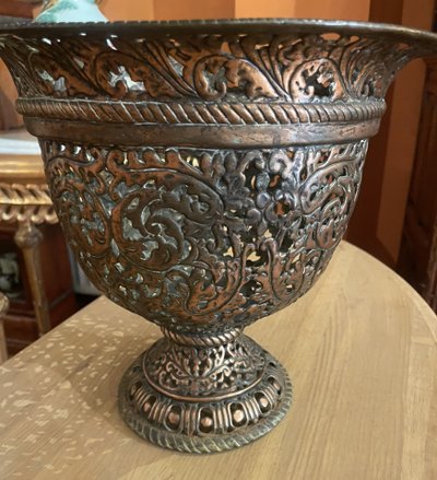 17th Century Italian Bronze Cup Or Urn