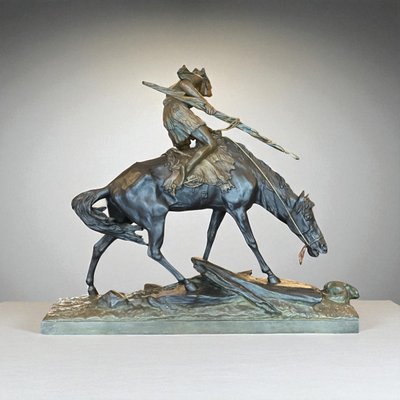 Sculpture en bronze E.Drouot Indien à cheval