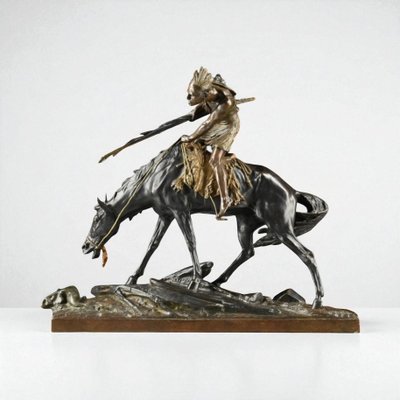 Sculpture en bronze E.Drouot Indien à cheval