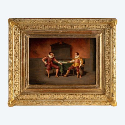 Ludger Larose (1868–1915) The One to One, Oil on Wood, 19th Century