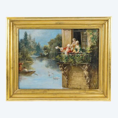 Henry Coëylas (1844–1923) – Rural Gallantry, Oil on Canvas, c. 1880–1890