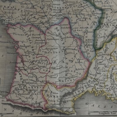 Antique Gallia Antiqua color map 19th century
