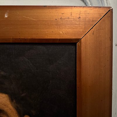 Ritratto ad olio su tela di un uomo con occhiali e baffi inizio XX secolo