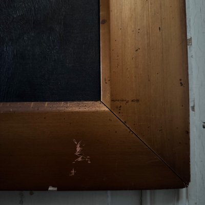 Ritratto ad olio su tela di un uomo con occhiali e baffi inizio XX secolo