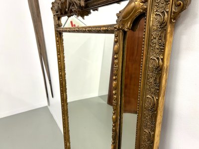 Grand miroir fronton ancien à parecloses