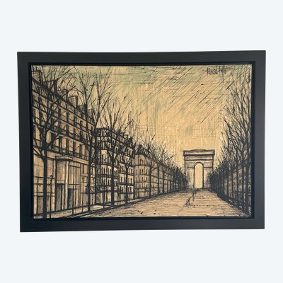 Tableau Bernard Buffet “Champs-Élysées et Arc de Triomphe”  Impression sur toile, Édition Corot