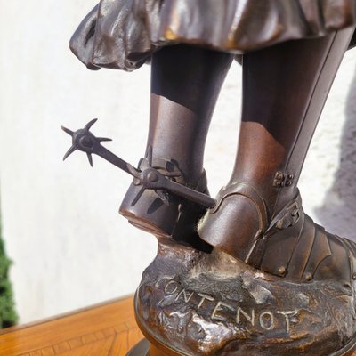 Contenot, Jeanne d'Arc, H78cm, bronze signé, fin XIXème début XXème siècle