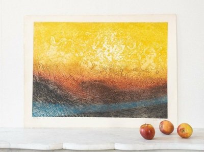 Large Etching 20th C Engraving Abstraction 