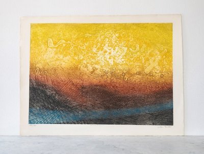 Large Etching 20th C Engraving Abstraction 