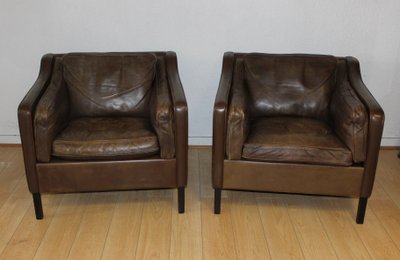 Paire de fauteuils en cuir par Borge Mogensen vers 1970
