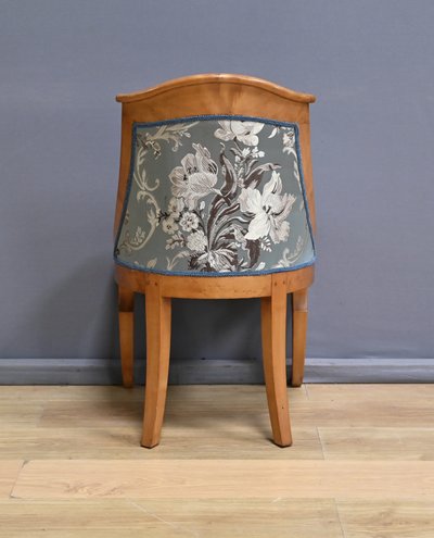 Gondola chair in cherry and bird's-eye maple, Charles X style - Mid-20th century