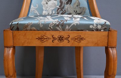 Gondola chair in cherry and bird's-eye maple, Charles X style - Mid-20th century
