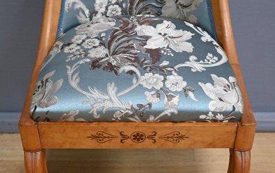 Gondola chair in cherry and bird's-eye maple, Charles X style - Mid-20th century