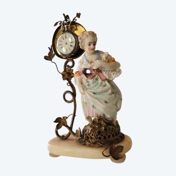 Figurine  Porte Montre époque Napoleon 3   et céramique biscuit , bel état