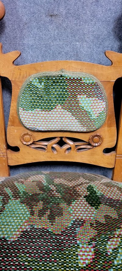 In the spirit of Alfonce Mucha's shapes: rare Art Nouveau bench seat, circa 1900