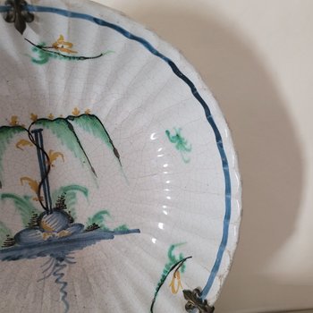 Saladier Nevers Fin XVIII debut XIX antiquite faience  porcelaine ceramique