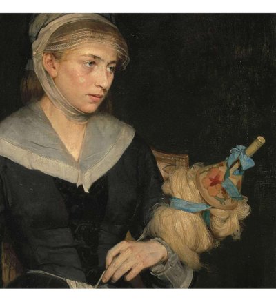 Renevier Julien (1847-1907), Oil on canvas+ The wool spinner