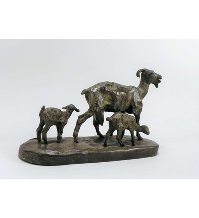 Ary Bitter - (1883-1973), bronzo+ Capra con i suoi bambini