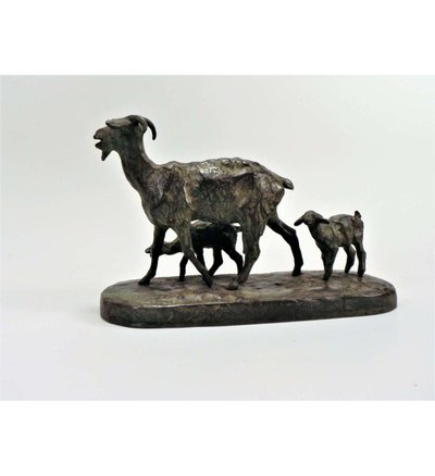 Ary Bitter - (1883-1973), bronzo+ Capra con i suoi bambini