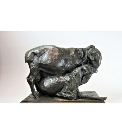 Albéric Collin (1886-1962), Bronze+ Ram and sheep