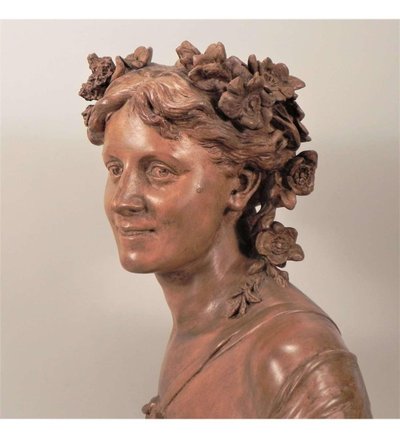 Carpeaux Jean-Baptiste (1827-1875)+ Buste en terre cuite, Francine