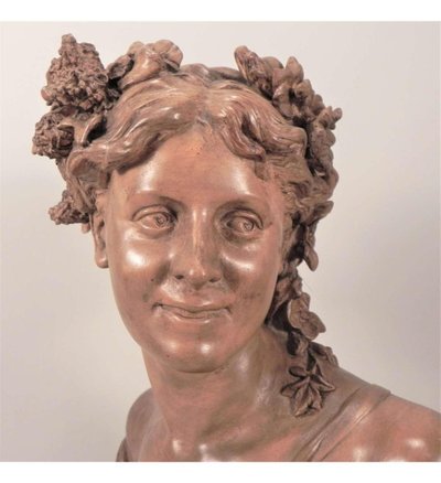 Carpeaux Jean-Baptiste (1827-1875)+ Buste en terre cuite, Francine