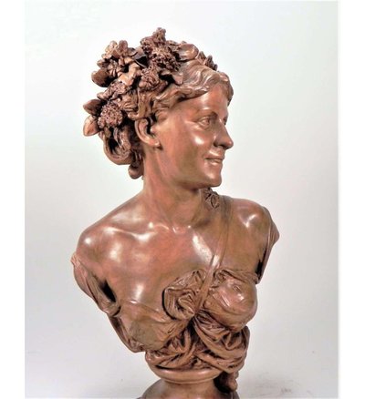 Carpeaux Jean-Baptiste (1827-1875)+ Buste en terre cuite, Francine
