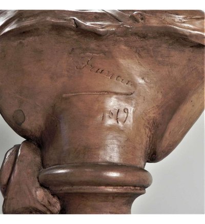 Carpeaux Jean-Baptiste (1827-1875)+ Buste en terre cuite, Francine