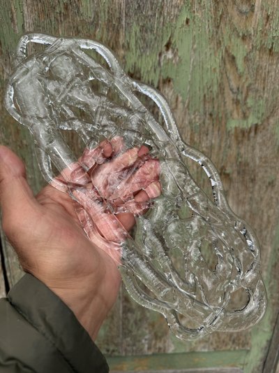 Wichtiger italienischer Kronleuchter aus transparentem Glas, Murano um 1970, Modell "Ragnatela" von mazzega