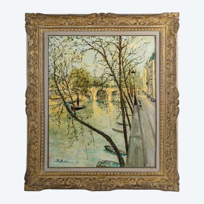 Serge Belloni (1925-2005) - Paris Le Pont Marie im Frühling Öl auf Leinwand um 1957