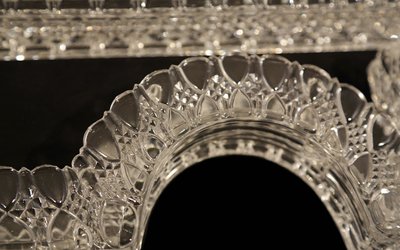 Chemin De Table Cristal DeVal Saint Lambert, Modèle "bambou" 