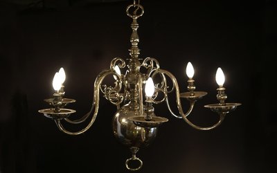 Dutch silver-plated bronze chandelier 18th century