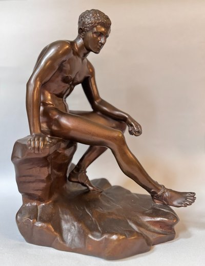 Bronze sculpture ''Hermès assis'' or ''Mercure au repos'' Barbedienne