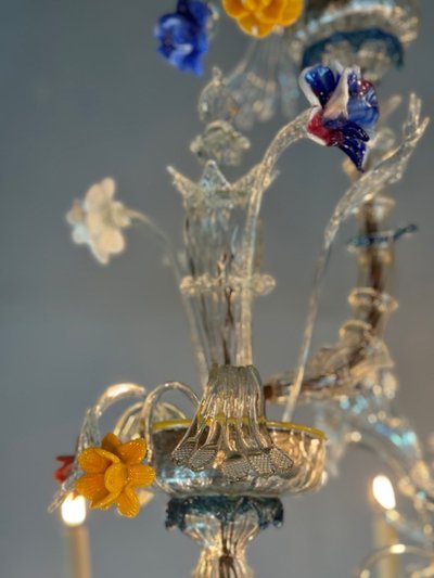Multicolored Murano Glass Rezzonico Gondola Chandelier Circa 1900