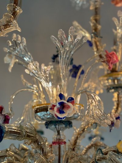 Multicolored Murano Glass Rezzonico Gondola Chandelier Circa 1900