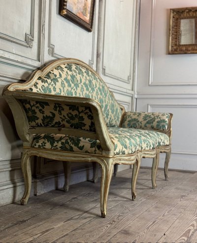 Banquette En Bois Peint Et Doré, Venise XVIIIème Siècle