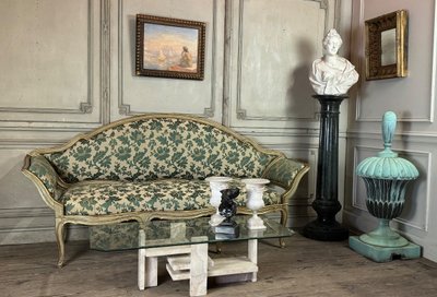 Banquette En Bois Peint Et Doré, Venise XVIIIème Siècle