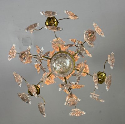 Lustre Cage, Pampilles En Verre Moulé Et Bronze, Vers 1800