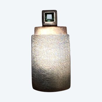 PENDENTIF ARGENT MASSIF OR TOURMALINE 