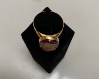 CHEVALIÈRE OR & CAMÉE AGATE 