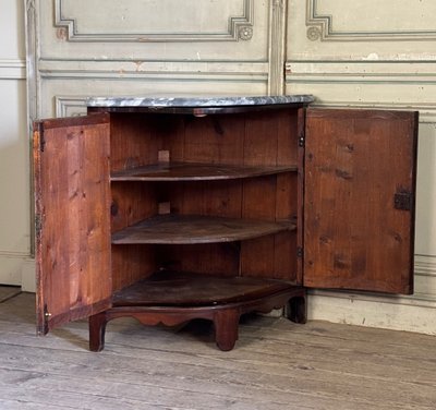 Paire De Consoles,  Placage D’acajou Et Bois De Rose, Marbre Bleu Turquin, XVIIIème Siècle