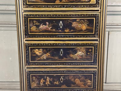 Paire De Semainiers Louis XVI En Laque Noire Et Or, XVIIIème Siècle