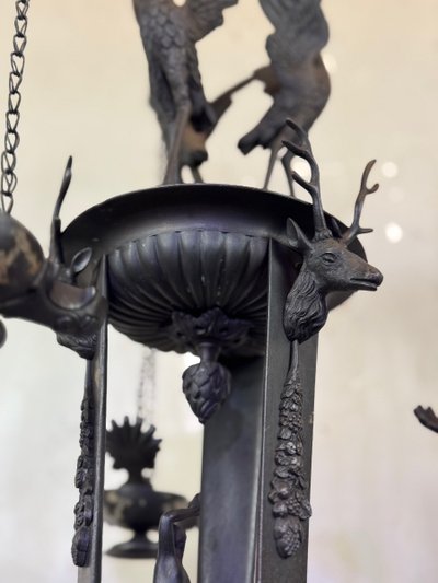 Trépied Aux Hérons Porte Lampes à Huile, Objet Grand Tour, Bronze, Italie XIXéme siècle